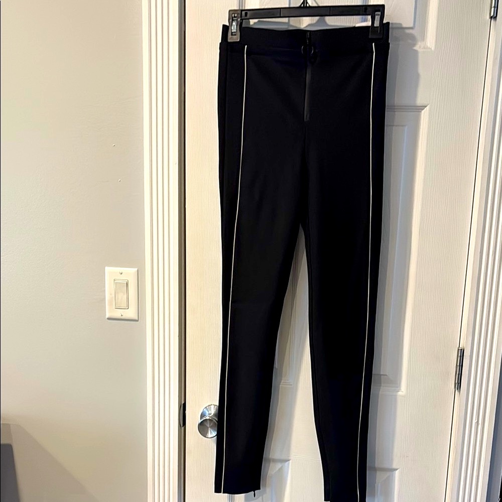 Zara Black Leggings with White Trim
